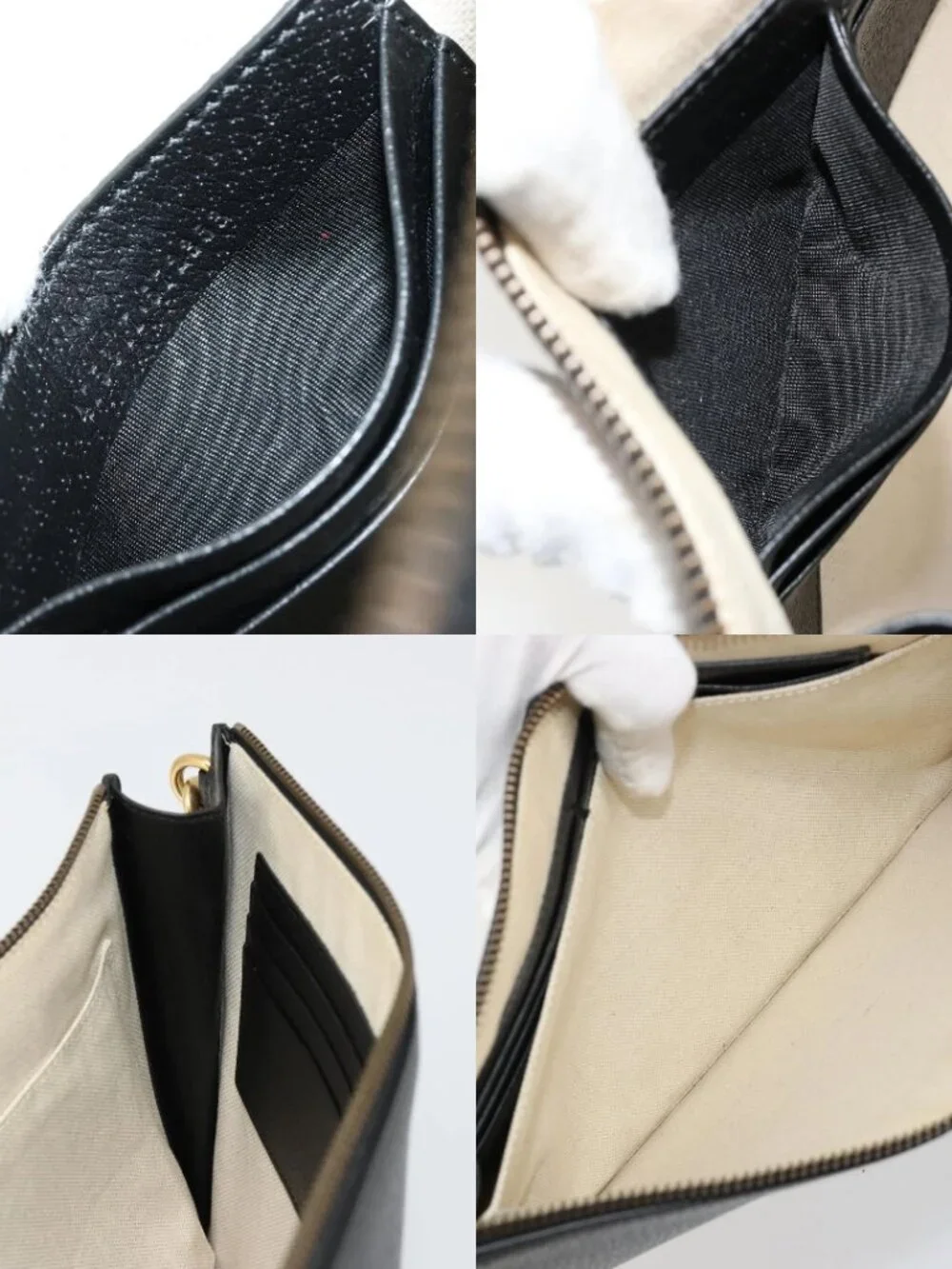 GUCCI GG Marmont Clutch Bag Leather Black Gold 475317 Auth 183138